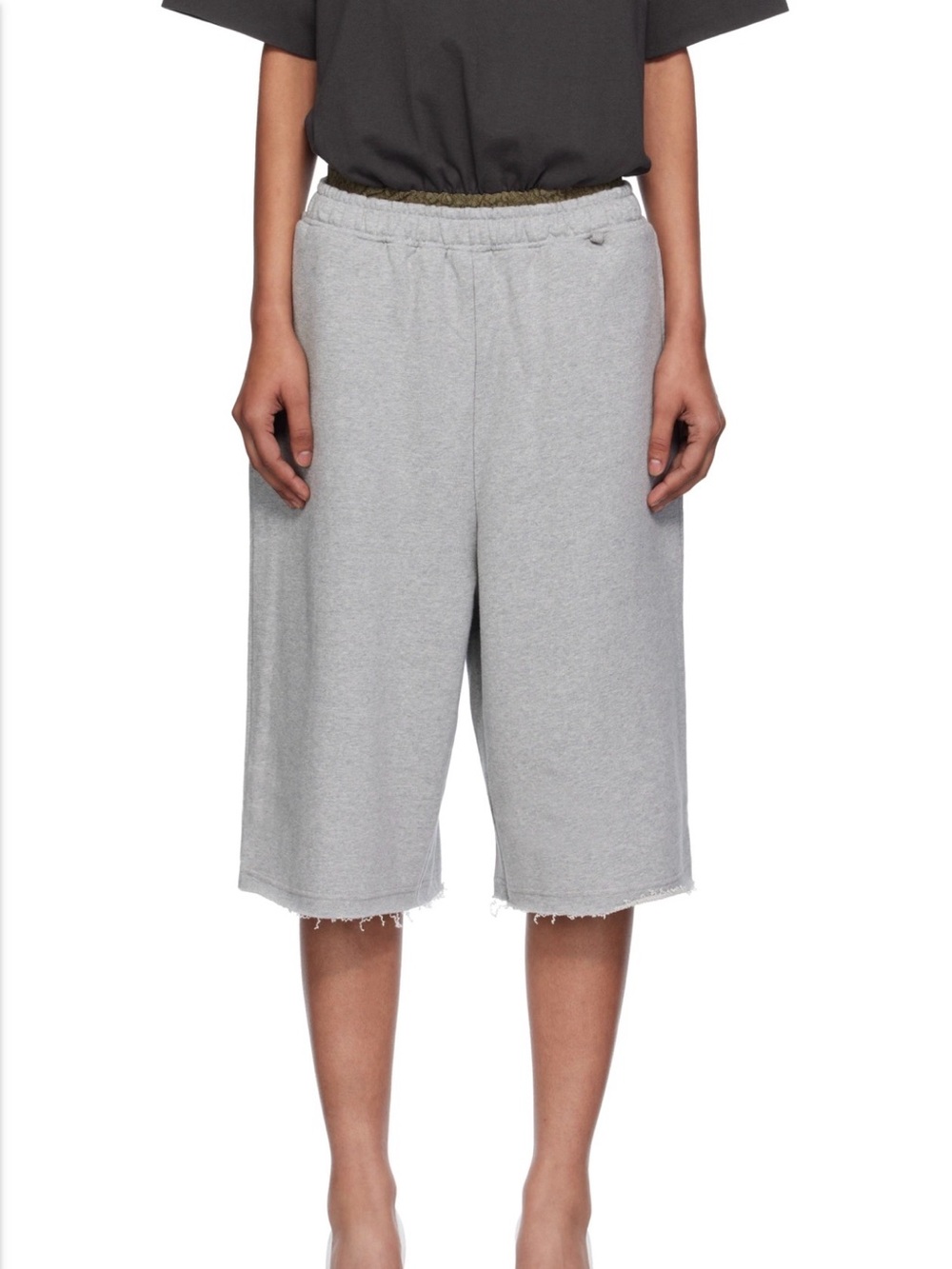 Pushbutton Gray Graphic Printed Bermuda Sweat Shorts